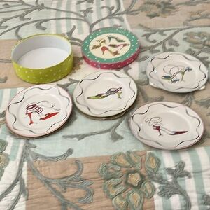 NIB Rosanna 4 salad plates in a box. Fun pattern with shoes